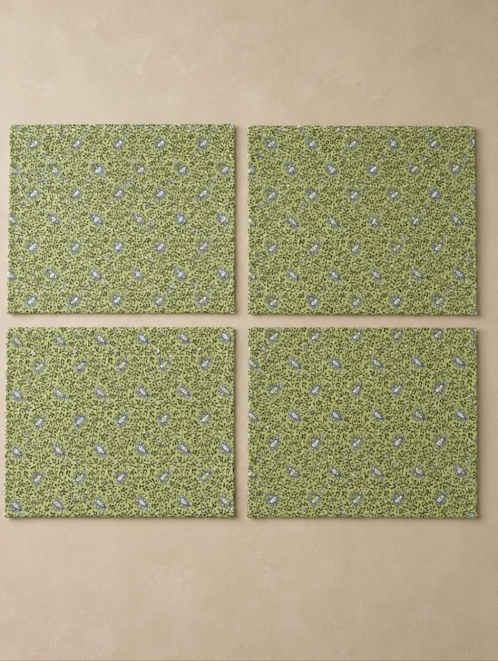 Vintage Williams Sonoma Set 4 Botanical Cotton Placemats 20.5x14.5 Cottage